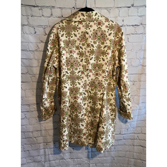 Nicole by Nicole Miller Size 14 Unlined Zip Front Long Jacket Green/Pink Floral - Picture 3 of 11